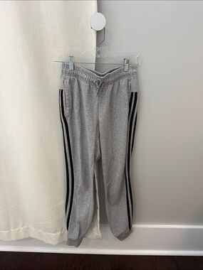 Adidas Women’s Grey Jogger Pants with Black Side Stripes